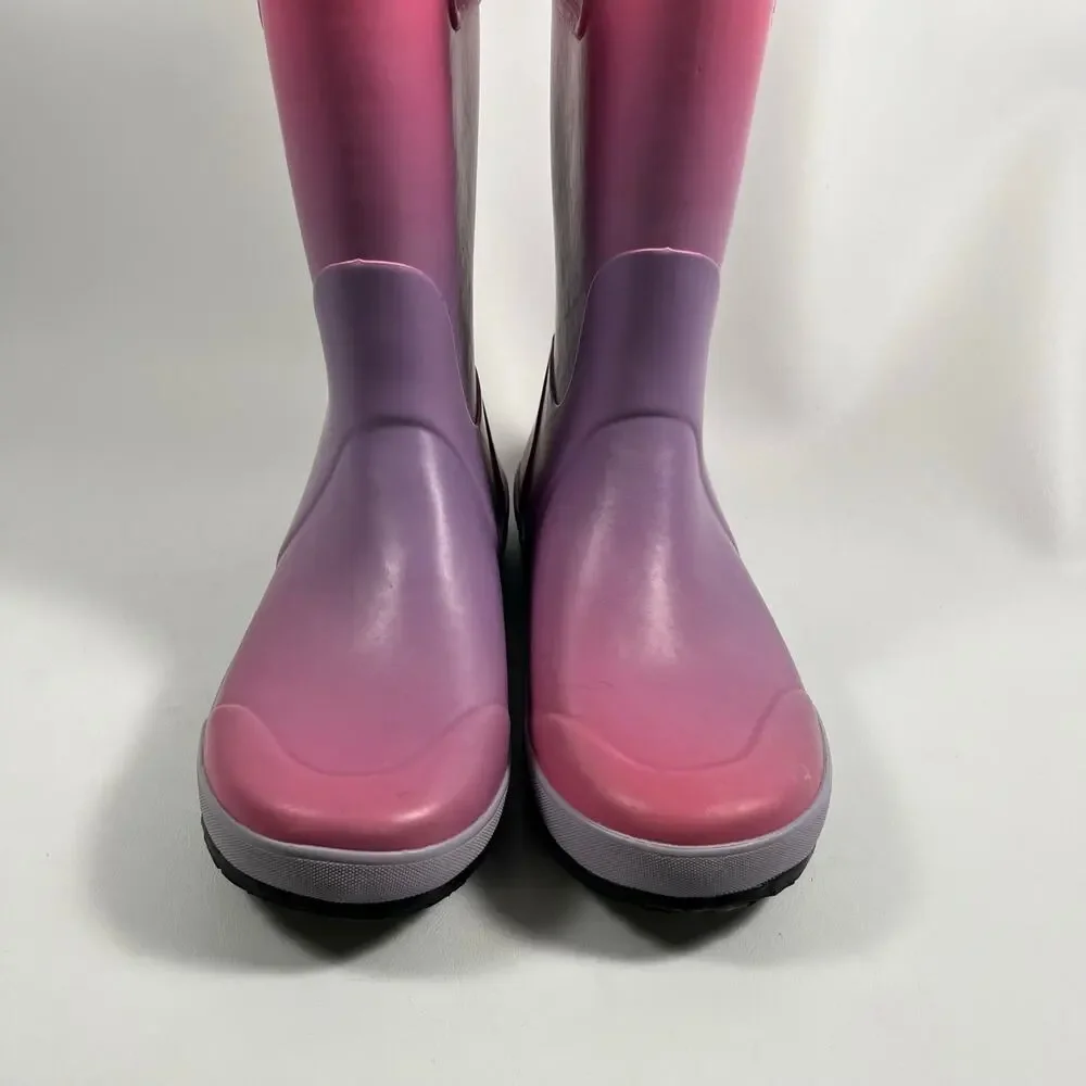 Bogs Pink Ombre Girls Rain Boots Sz 6 Waterproof Colorful Girly Casual